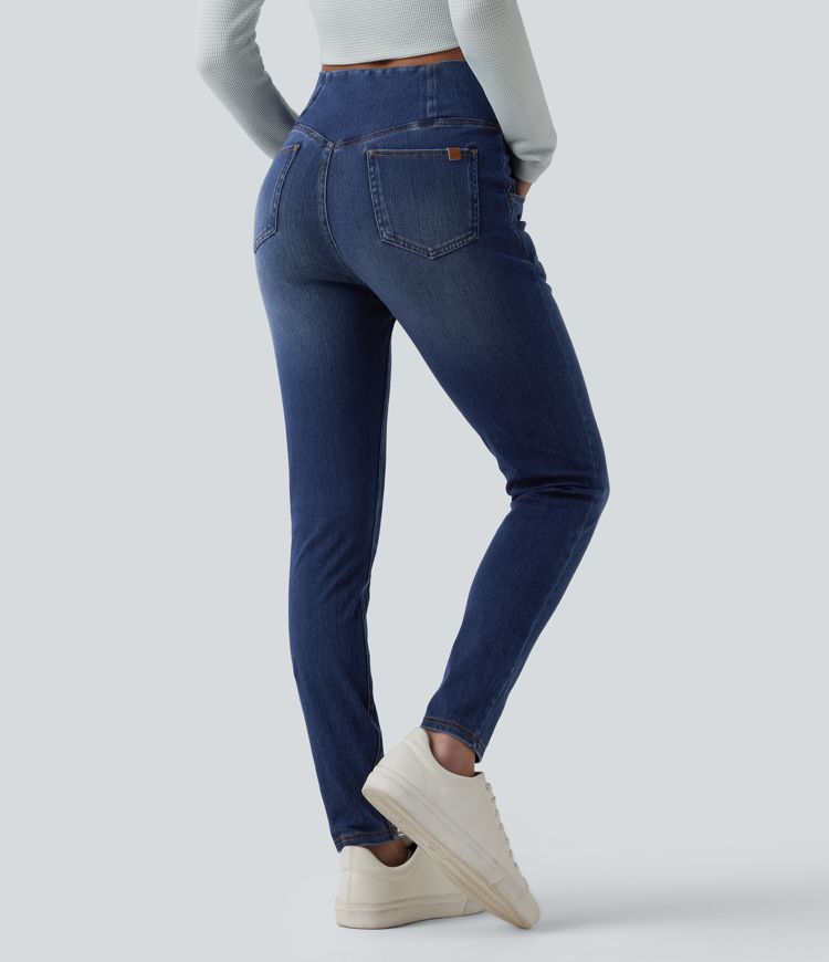 Halara Flex™ - Lässige Denim-Leggings mit hohem Crossover-Bund und mehreren Taschen
