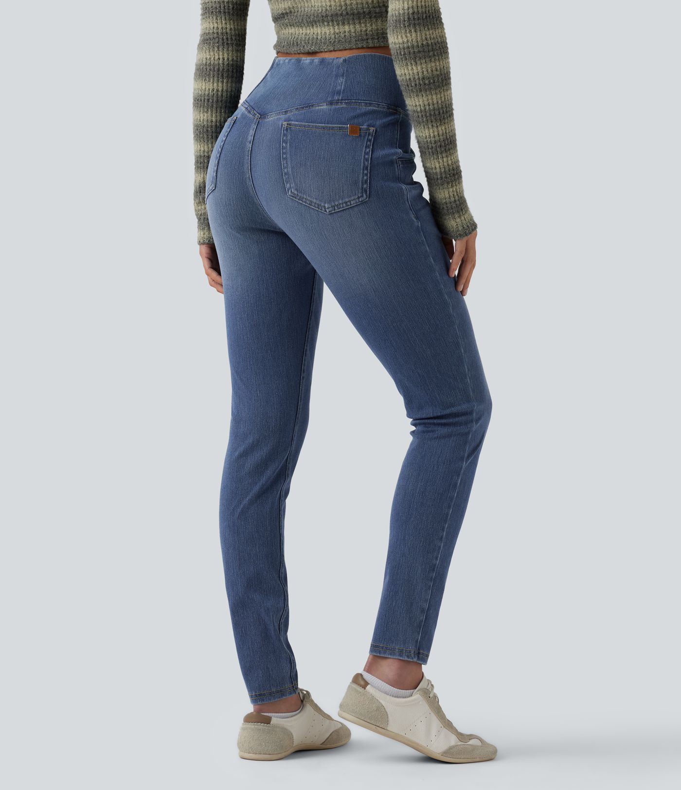 Halara Flex™ Crossover High Waisted Casual Denim Leggings with Pockets