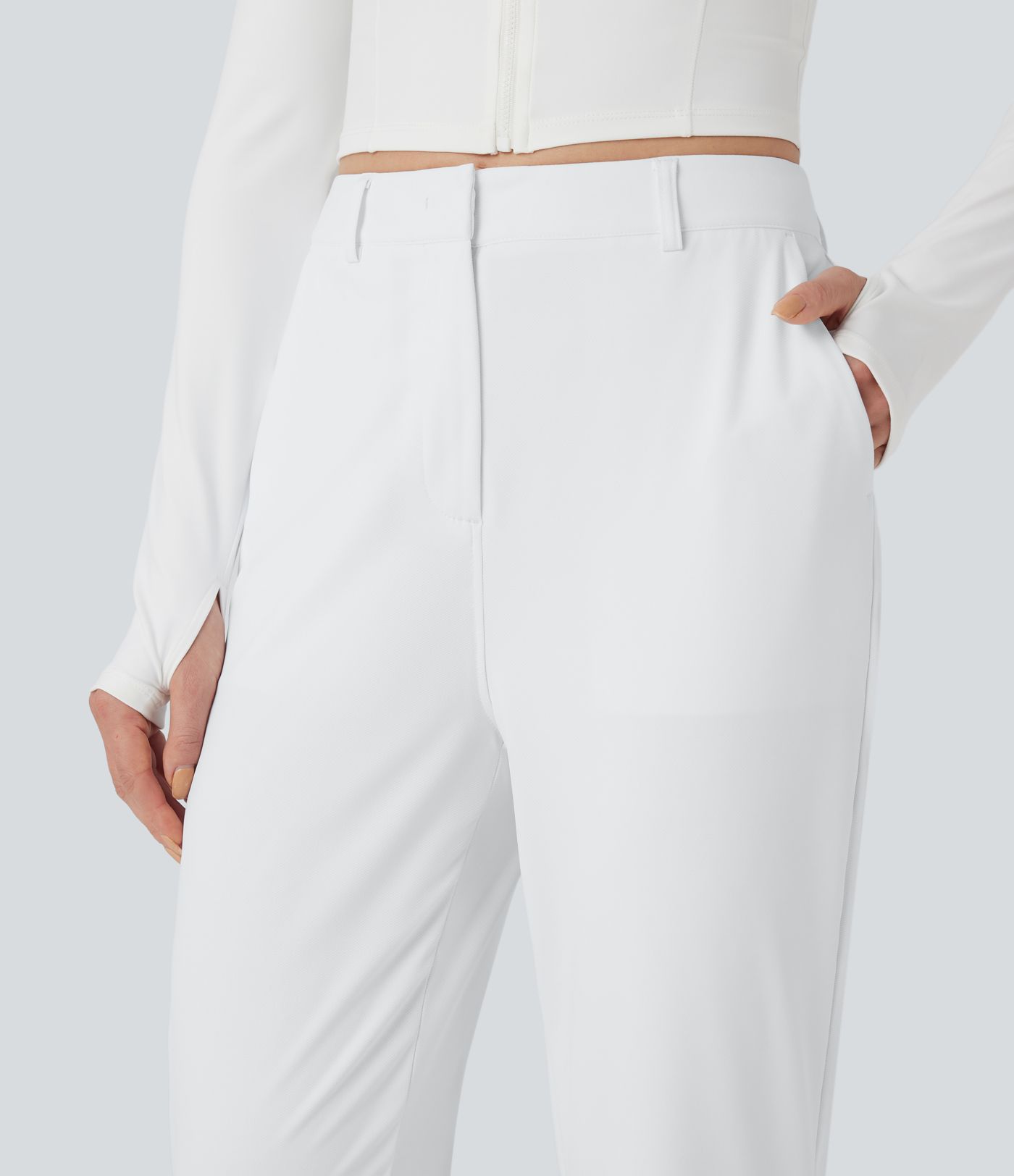 Golfhose mit hohem Bund, Seitentaschen, Golf-Tee-Taschen und geradem Bein - UPF40+