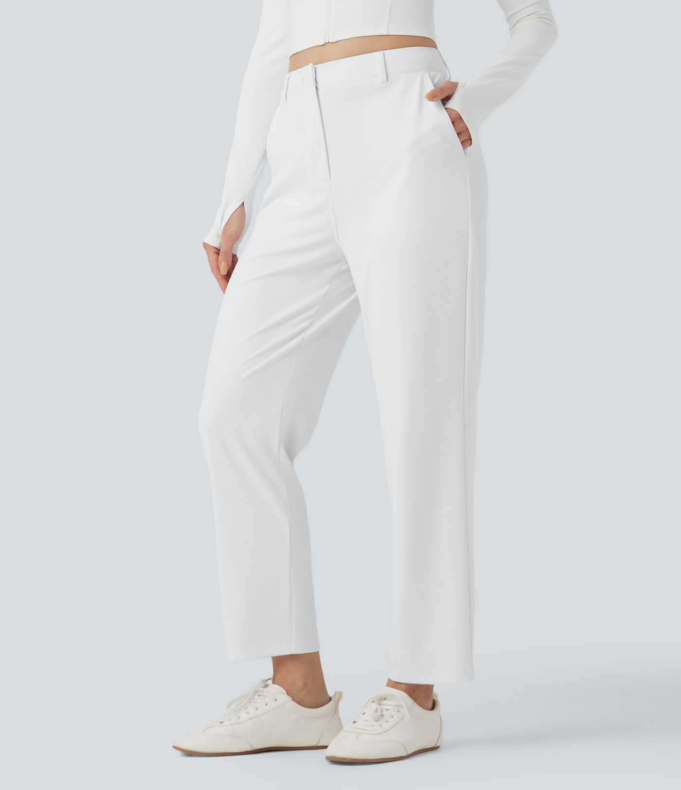 Golfhose mit hohem Bund, Seitentaschen, Golf-Tee-Taschen und geradem Bein - UPF40+