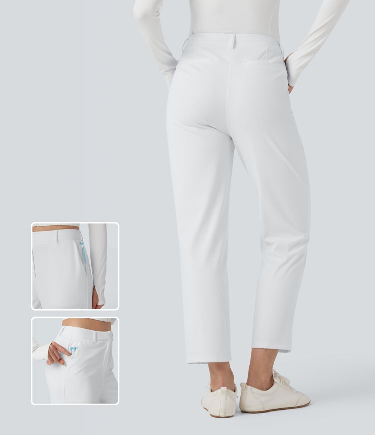 Golfhose mit hohem Bund, Seitentaschen, Golf-Tee-Taschen und geradem Bein - UPF40+