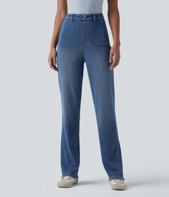Halara Flex™ High Waisted Shaping Tummy Control Straight Leg Casual Jeans with Pockets