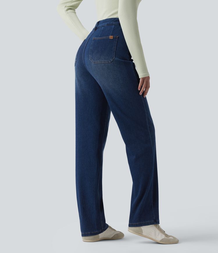 Halara Flex™ High Waisted Tummy Control Straight Leg Casual Jeans with Pockets