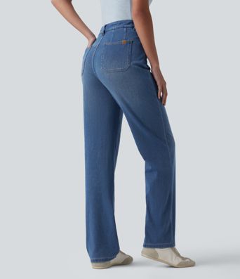 Halara Flex™ High Waisted Shaping Tummy Control Straight Leg Casual Jeans with Pockets