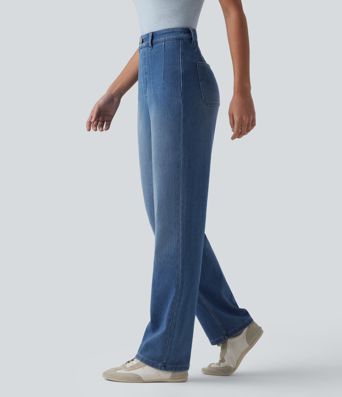 Halara Flex™ High Waisted Shaping Tummy Control Straight Leg Casual Jeans with Pockets