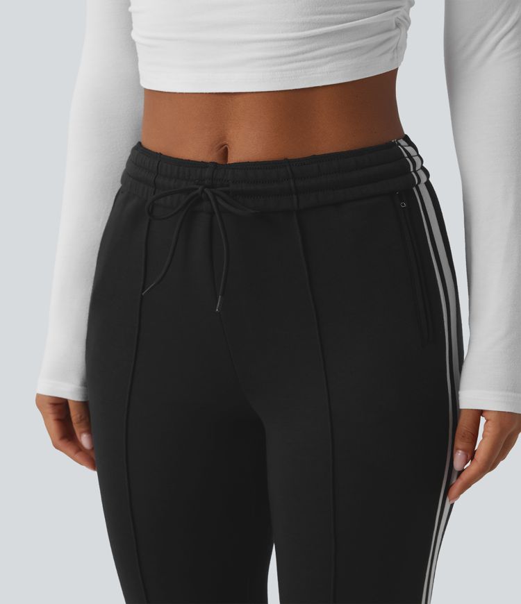 SpacerTek™ - Lässige Hose mit hohem Bund, Seitentaschen, Kordelzug und Streifen