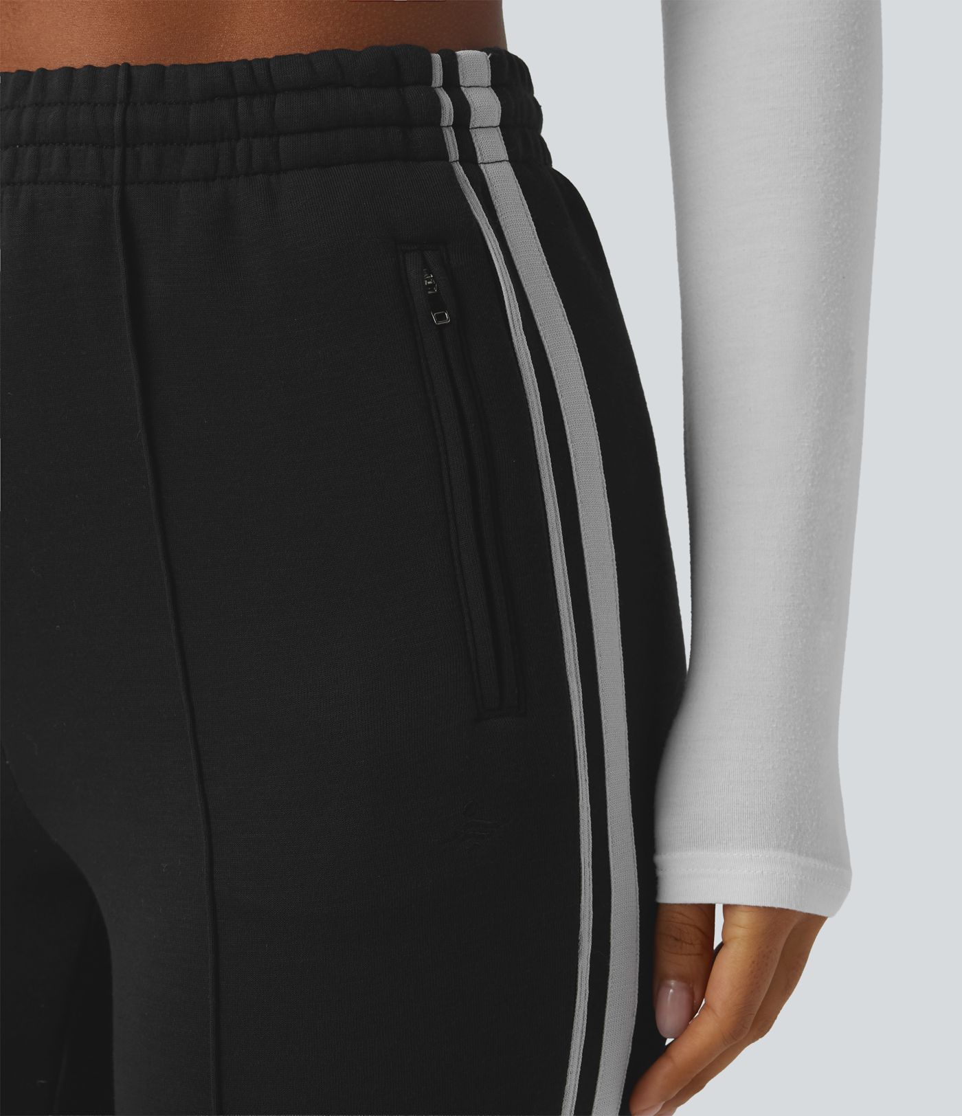 SpacerTek™ - Lässige Hose mit hohem Bund, Seitentaschen, Kordelzug und Streifen