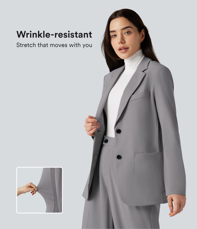 Halara Flex™ - Arbeitsblazer mit Kragen, Seitentaschen und langen Ärmeln - knitterfrei