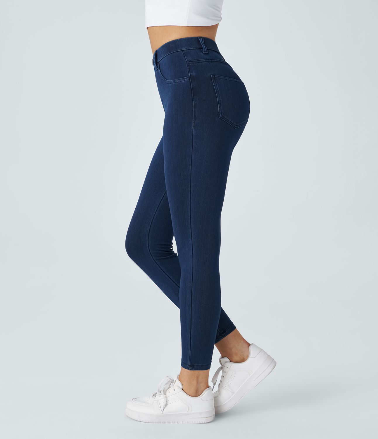 Halara Flex™ 7/8-Skinny-Jeans, Röhrenjeans aus elastischem Strick-Denim im 5-Pocket-Style mit hohem Bund