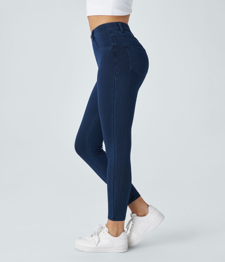 Halara Flex™ 7/8-Skinny-Jeans, Röhrenjeans aus elastischem Strick-Denim im 5-Pocket-Style mit hohem Bund