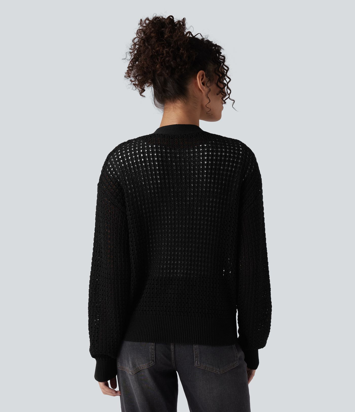 Lässiger Strick-Cardigan mit V-Ausschnitt und langen Ärmeln