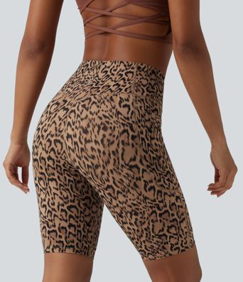 Halara UltraSculpt™ Leopard Print High Waisted Tummy Control Training Biker Shorts 9'' with Pockets