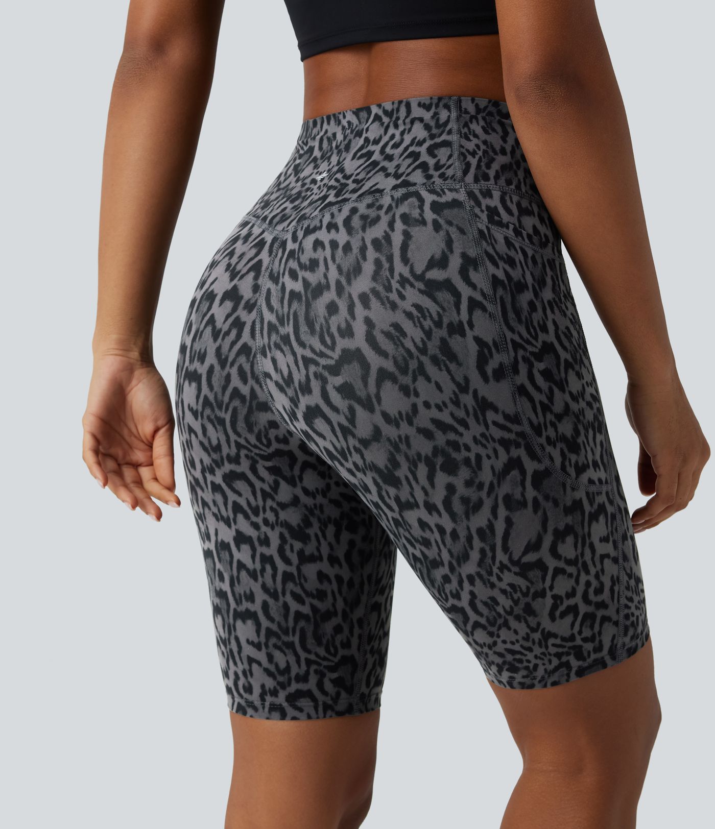 Halara UltraSculpt™ Leopard Print High Waisted Tummy Control Training Biker Shorts 9'' with Pockets