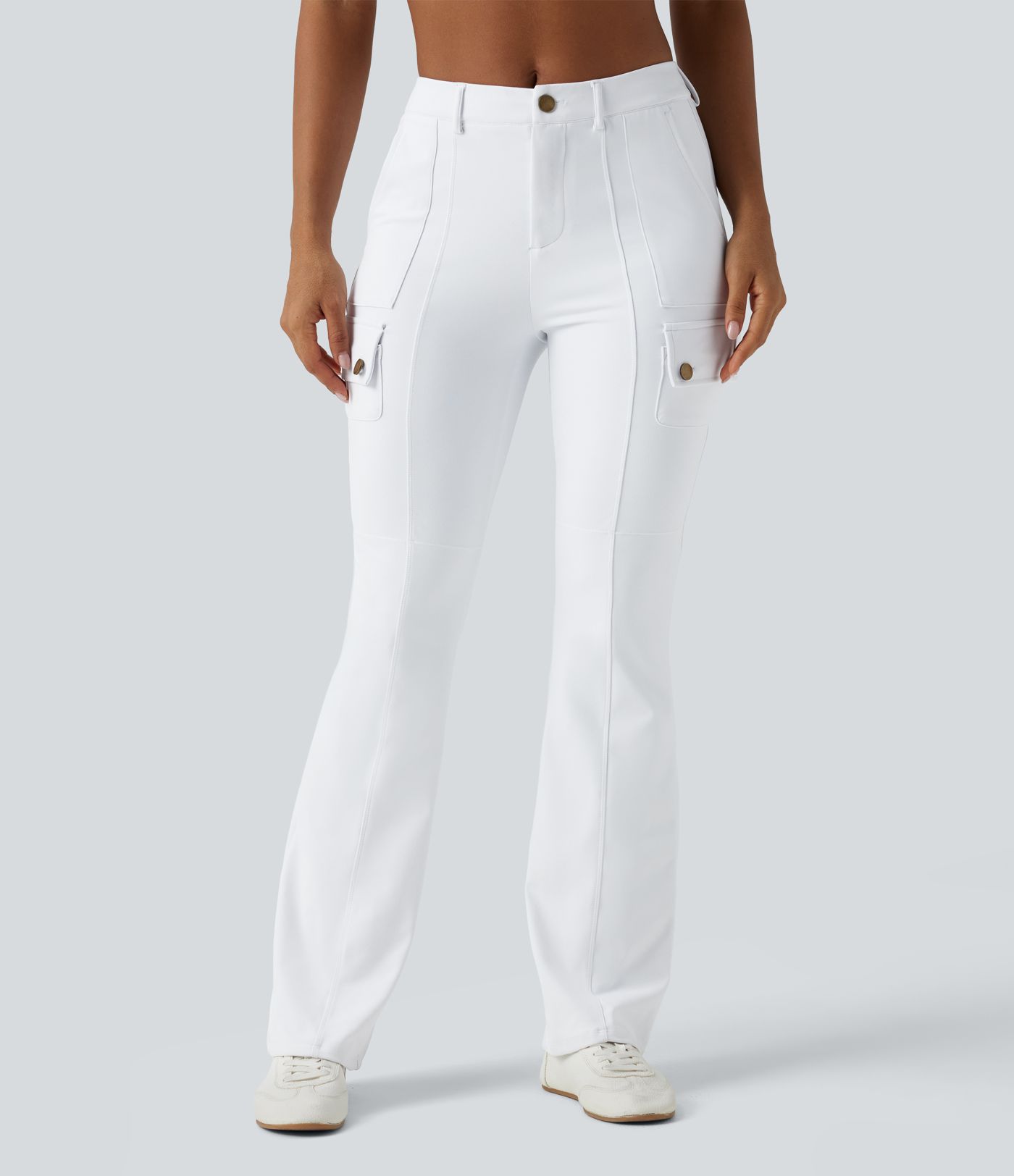 Pantalon de randonnée cargo coupe évasée à mi-hauteur avec poches