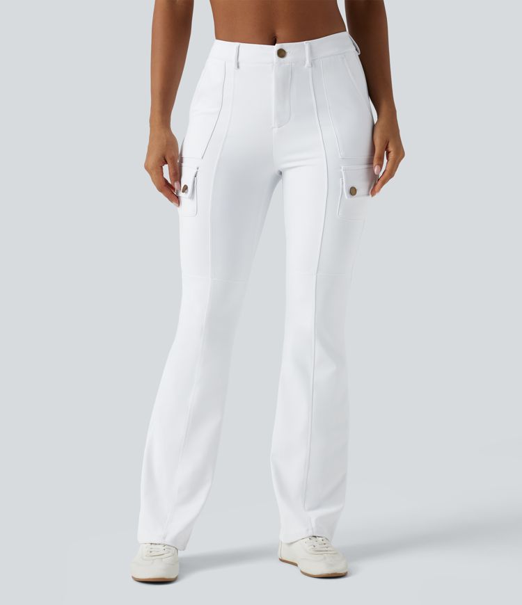 Pantalon de randonnée cargo coupe évasée à mi-hauteur avec poches