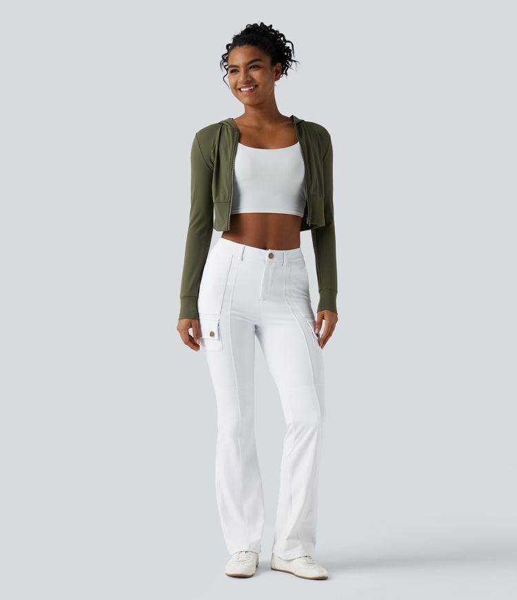 Pantalon de randonnée cargo coupe évasée à mi-hauteur avec poches