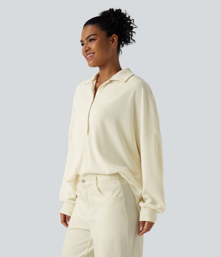 Lässiges, geripptes Sweatshirt mit langen Ärmeln