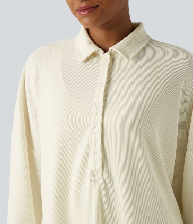 Lässiges, geripptes Sweatshirt mit langen Ärmeln