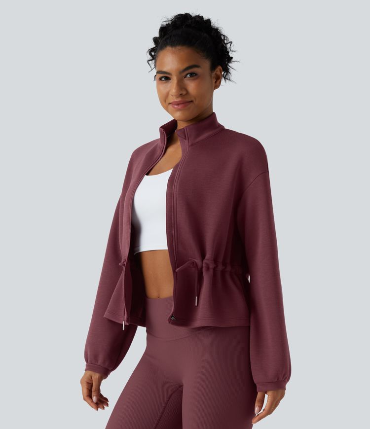 SpacerTek™ Turtleneck Long Sleeve Drawstring Casual Jacket