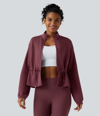 SpacerTek™ Turtleneck Long Sleeve Drawstring Casual Jacket