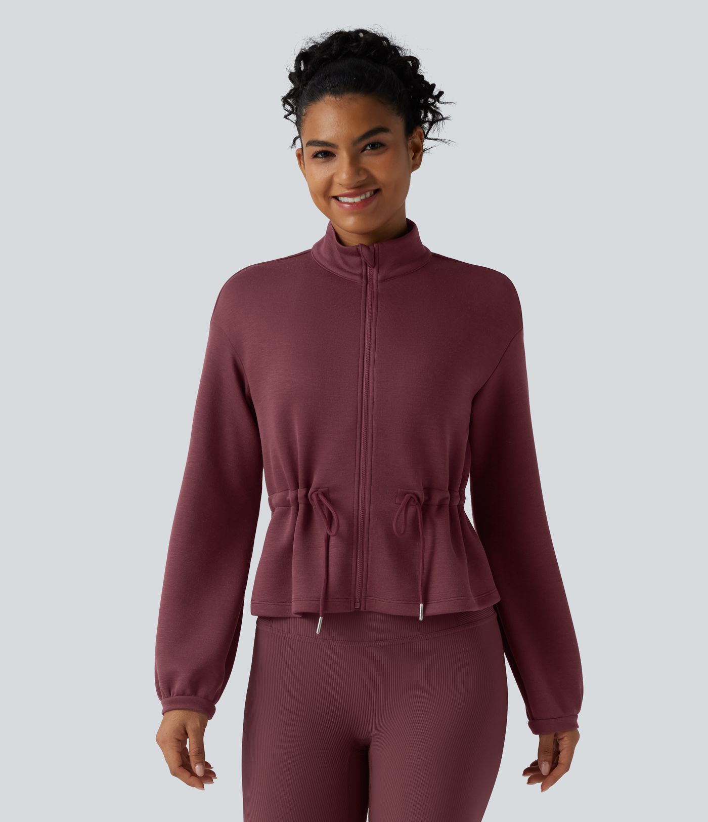 SpacerTek™ Turtleneck Long Sleeve Drawstring Casual Jacket
