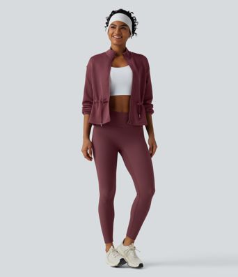 SpacerTek™ Turtleneck Long Sleeve Drawstring Casual Jacket