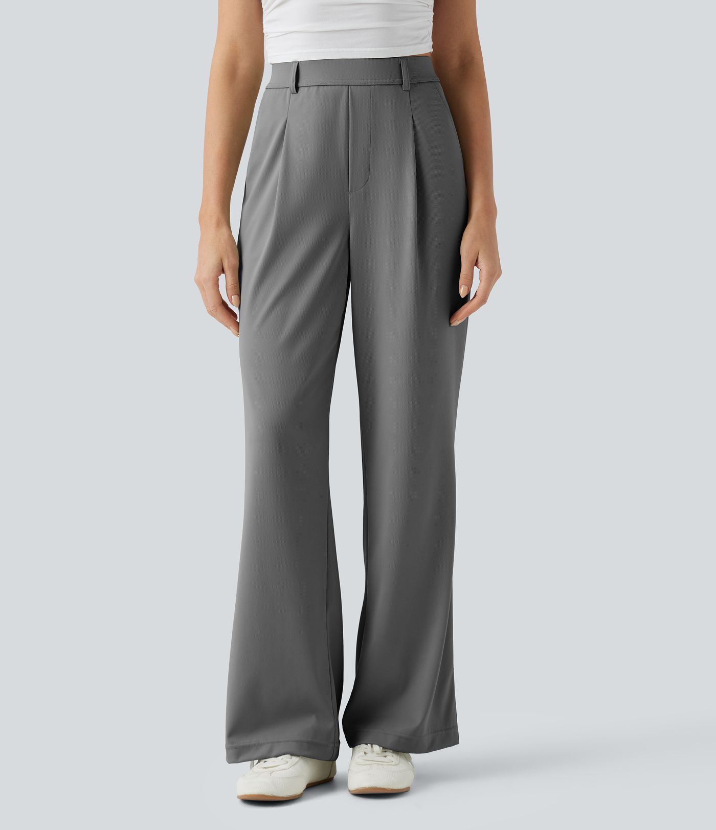 Lässige Hose mit hohem Bund, Seitentaschen und weitem Bein - schnelltrocknend, UPF40+