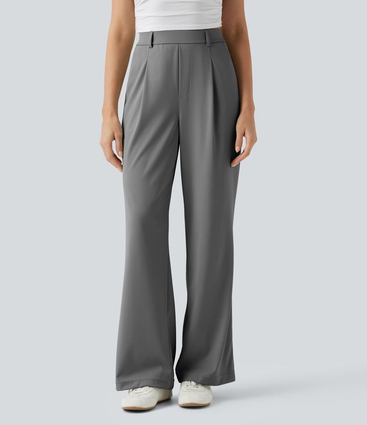 Lässige Hose mit hohem Bund, Seitentaschen und weitem Bein - schnelltrocknend, UPF40+