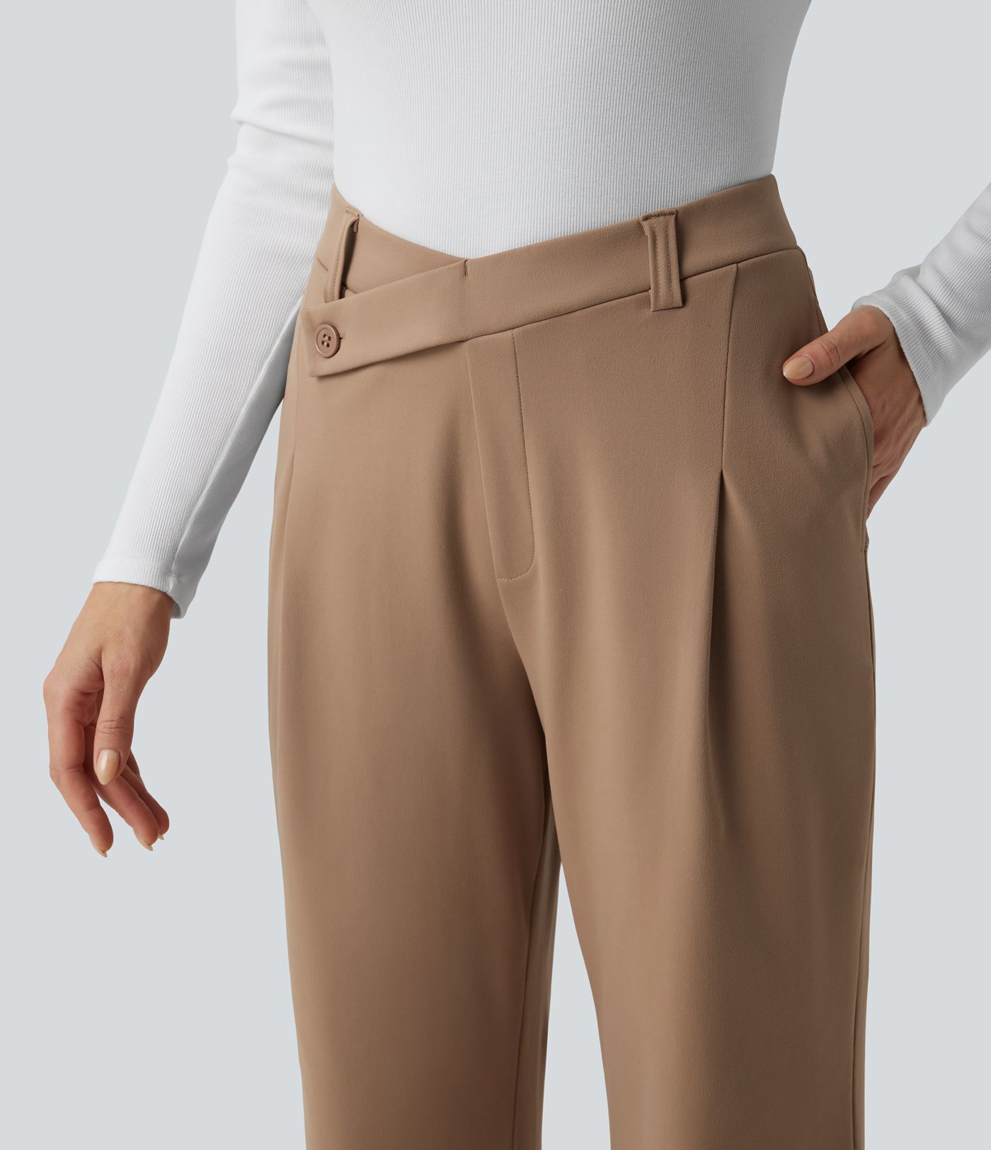 Halara Flex™ DayStretch Asymmetric High Waisted Work Flare Pants with Pockets