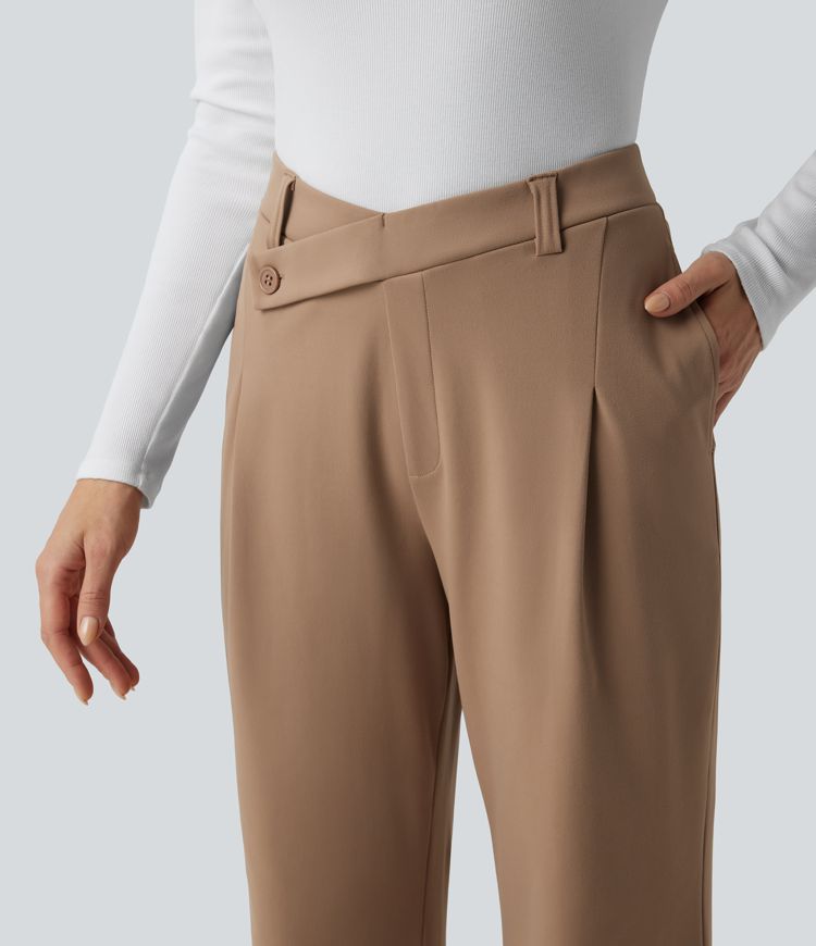 Halara Flex™ DayStretch Asymmetric High Waisted Work Flare Pants with Pockets