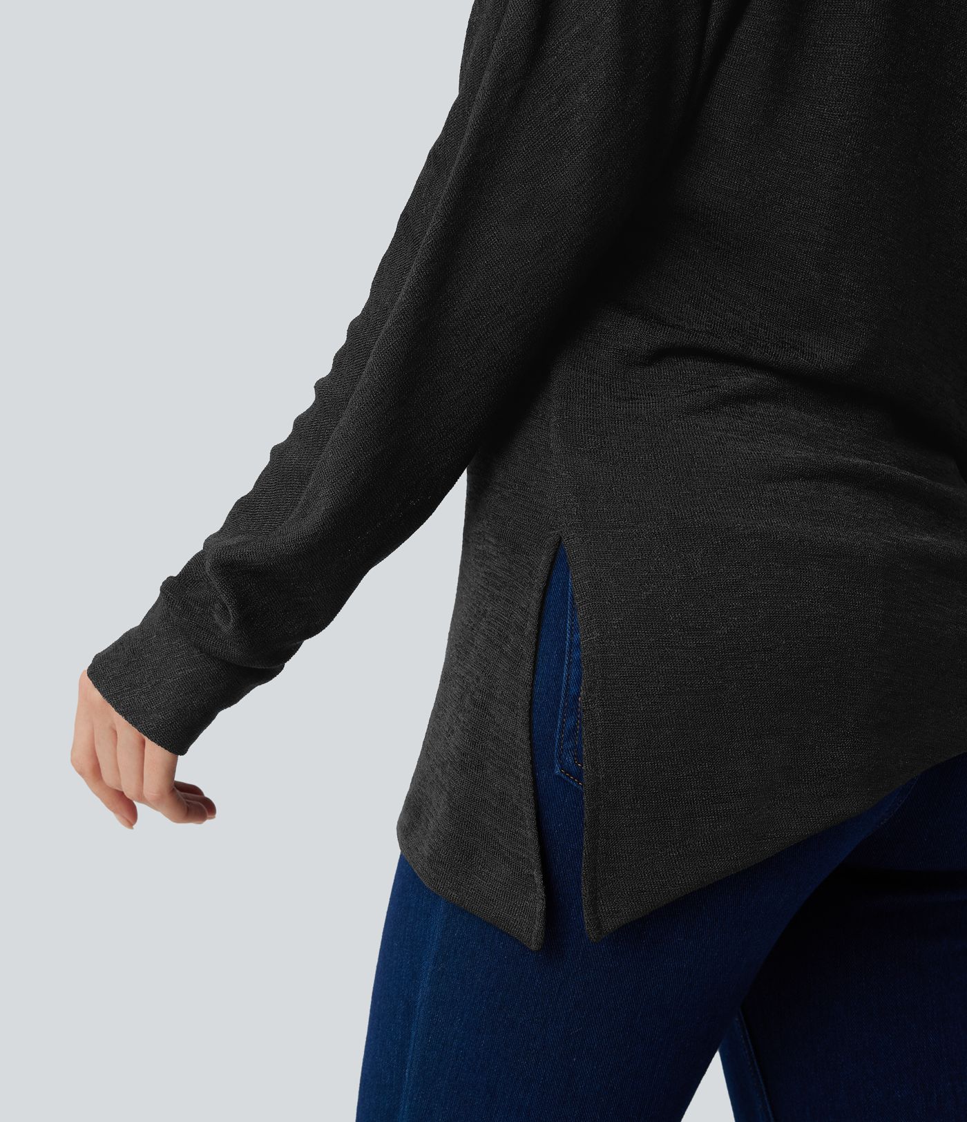 Semi Sheer One Shoulder Long Sleeve Asymmetric Hem Casual T-Shirt