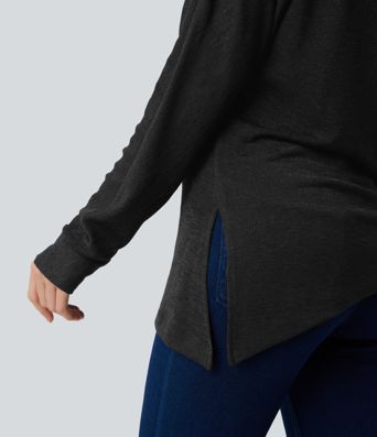 Semi Sheer One Shoulder Long Sleeve Asymmetric Hem Casual T-Shirt