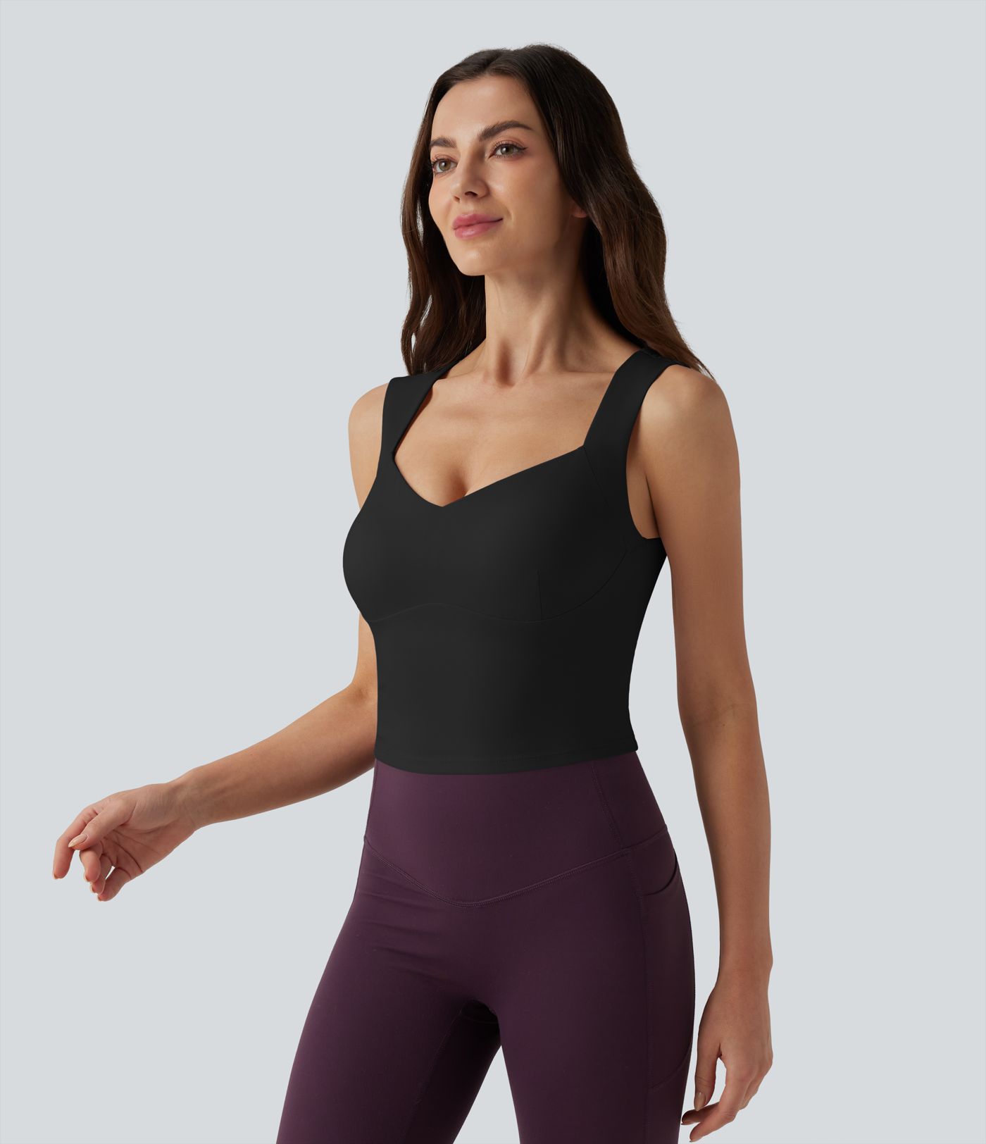 SoftlyZero™ Plush Queen Anne Neck Cropped Yoga Tank Top SoftlyZero™ Plush Queen Anne Neck Cropped Yoga Tank Top