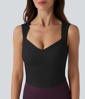 SoftlyZero™ Plush Queen Anne Neck Cropped Yoga Tank Top SoftlyZero™ Plush Queen Anne Neck Cropped Yoga Tank Top