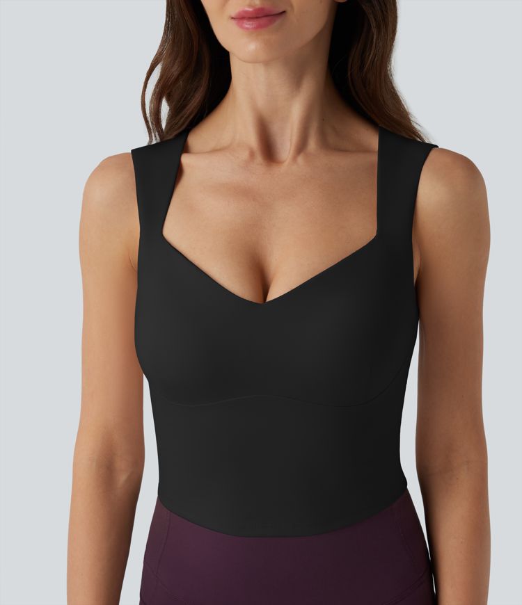 SoftlyZero™ Plush Queen Anne Neck Cropped Yoga Tank Top SoftlyZero™ Plush Queen Anne Neck Cropped Yoga Tank Top