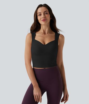 SoftlyZero™ Plush Queen Anne Neck Cropped Yoga Tank Top SoftlyZero™ Plush Queen Anne Neck Cropped Yoga Tank Top