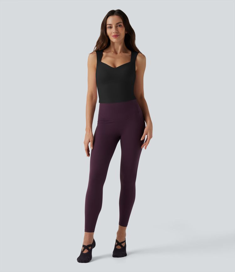SoftlyZero™ Plush Queen Anne Neck Cropped Yoga Tank Top SoftlyZero™ Plush Queen Anne Neck Cropped Yoga Tank Top