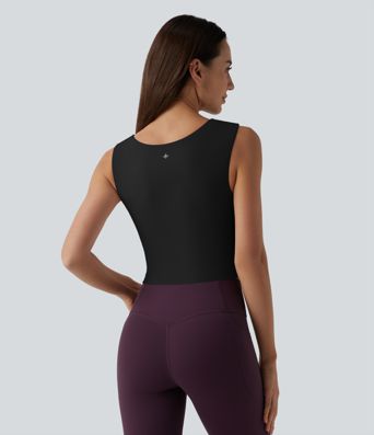 SoftlyZero™ Plush Queen Anne Neck Cropped Yoga Tank Top SoftlyZero™ Plush Queen Anne Neck Cropped Yoga Tank Top