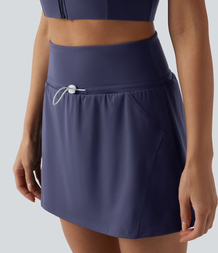 SoftlyZero™ QuickDry High Waisted Adjustable Drawcord 2-in-1 Mini Tennis Skirt with Pockets