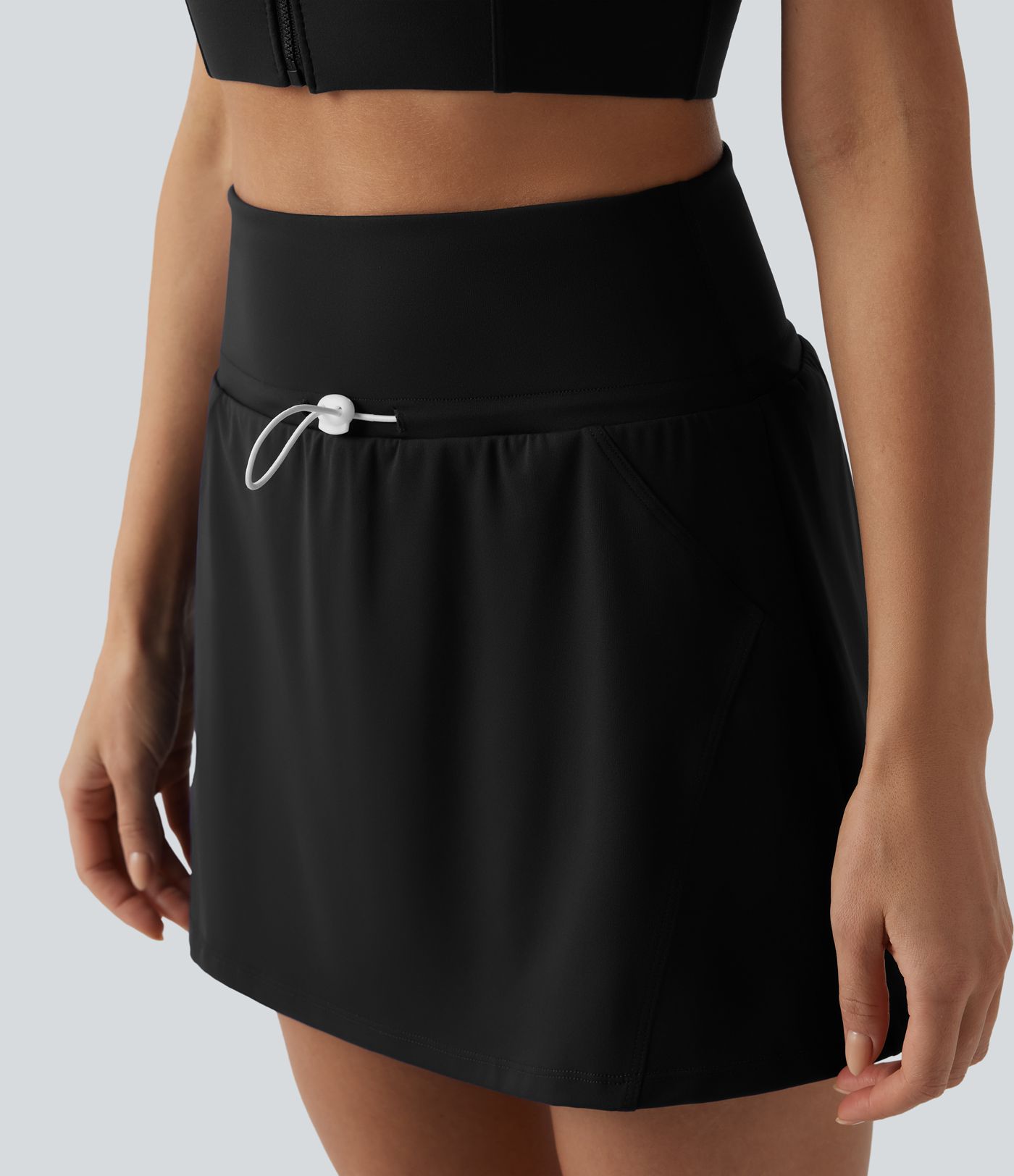 SoftlyZero™ QuickDry High Waisted Adjustable Drawcord 2-in-1 Mini Tennis Skirt with Pockets