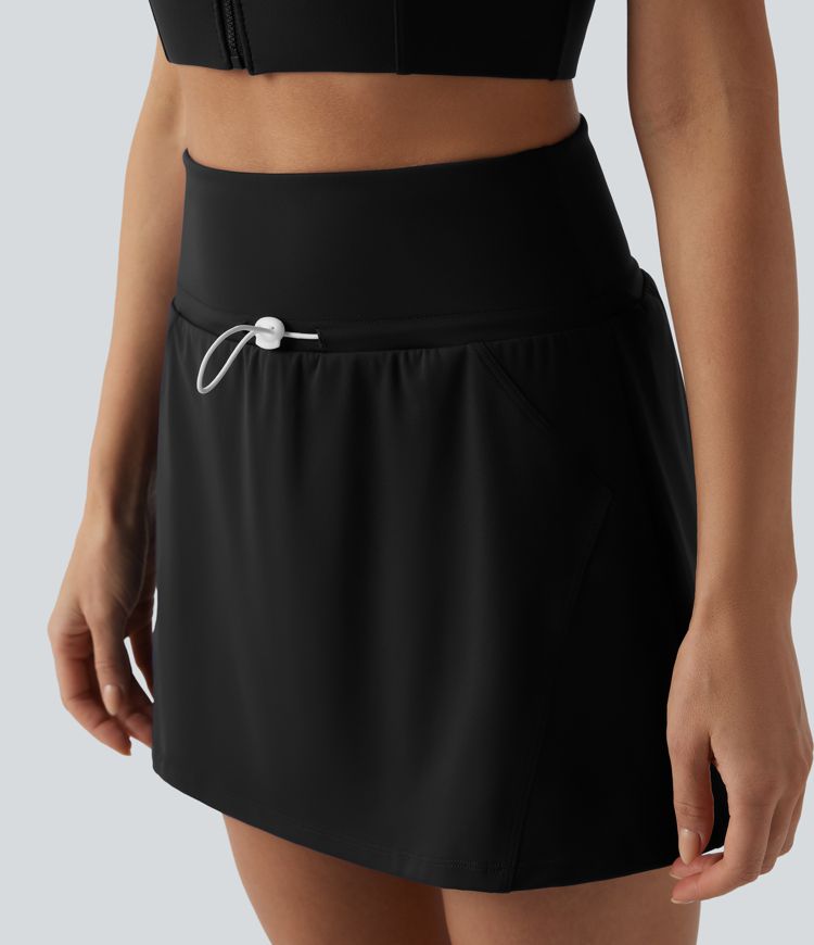 SoftlyZero™ QuickDry High Waisted Adjustable Drawcord 2-in-1 Mini Tennis Skirt with Pockets