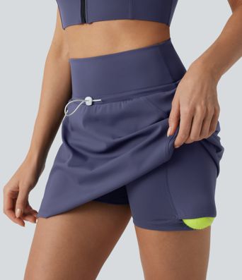 SoftlyZero™ QuickDry High Waisted Adjustable Drawcord 2-in-1 Mini Tennis Skirt with Pockets