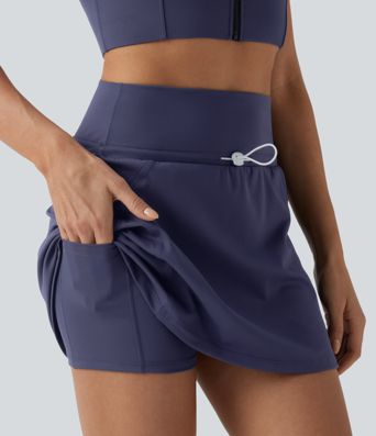 SoftlyZero™ QuickDry High Waisted Adjustable Drawcord 2-in-1 Mini Tennis Skirt with Pockets