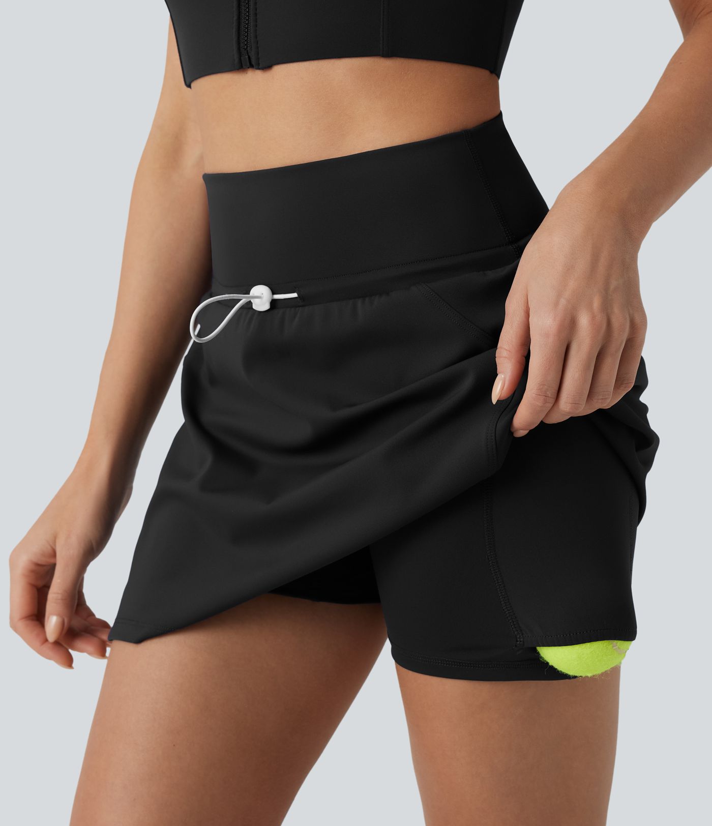 SoftlyZero™ QuickDry High Waisted Adjustable Drawcord 2-in-1 Mini Tennis Skirt with Pockets