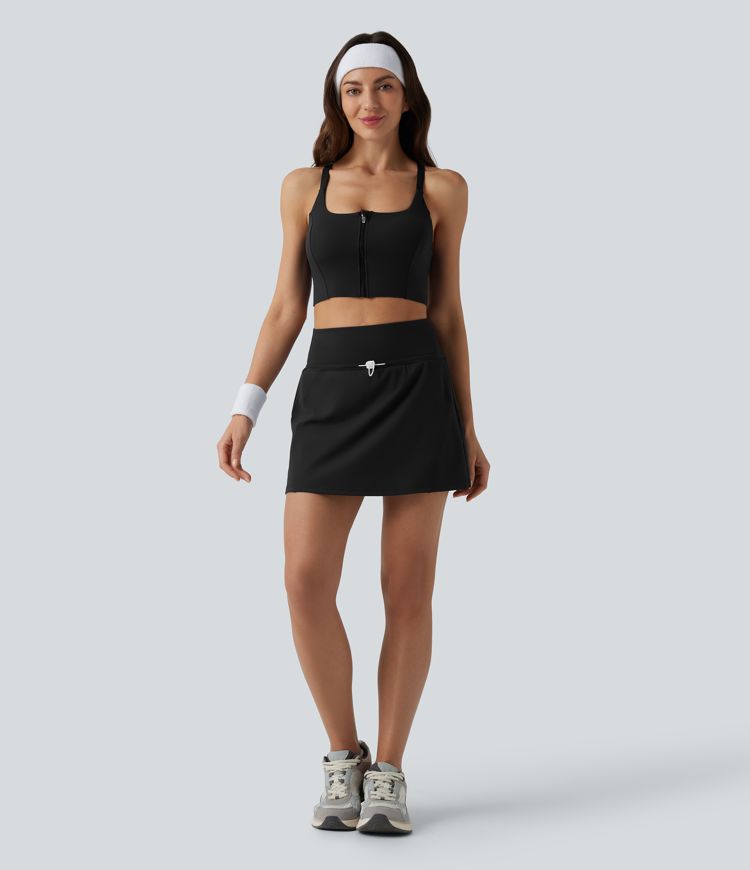 SoftlyZero™ QuickDry High Waisted Adjustable Drawcord 2-in-1 Mini Tennis Skirt with Pockets