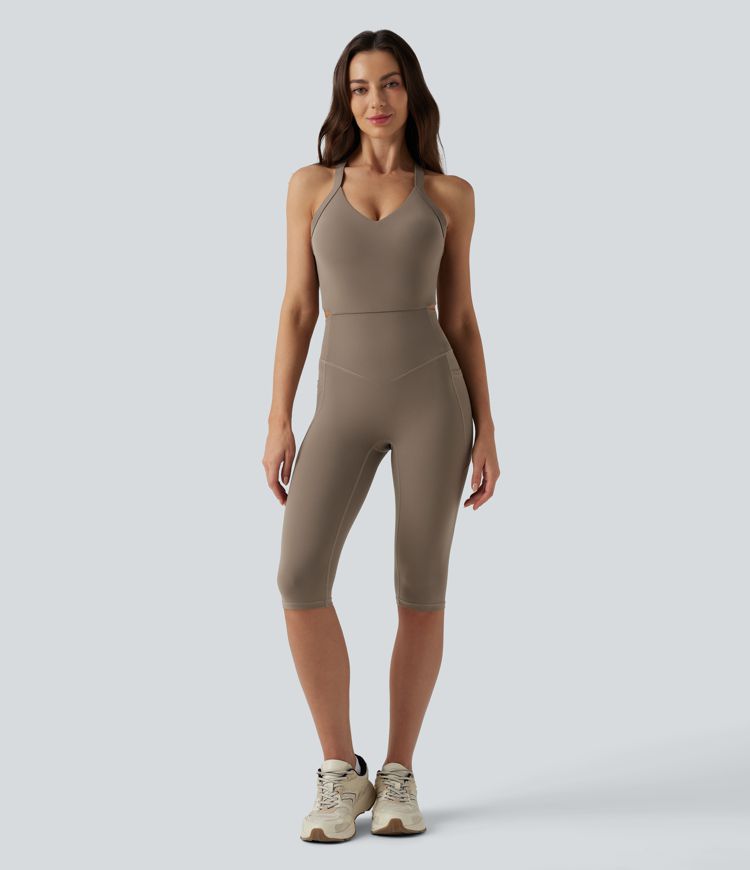 Combinaison moulante dos nu Halara UltraSculpt™ gainante et gainante avec poches - Édition Easy Peezy