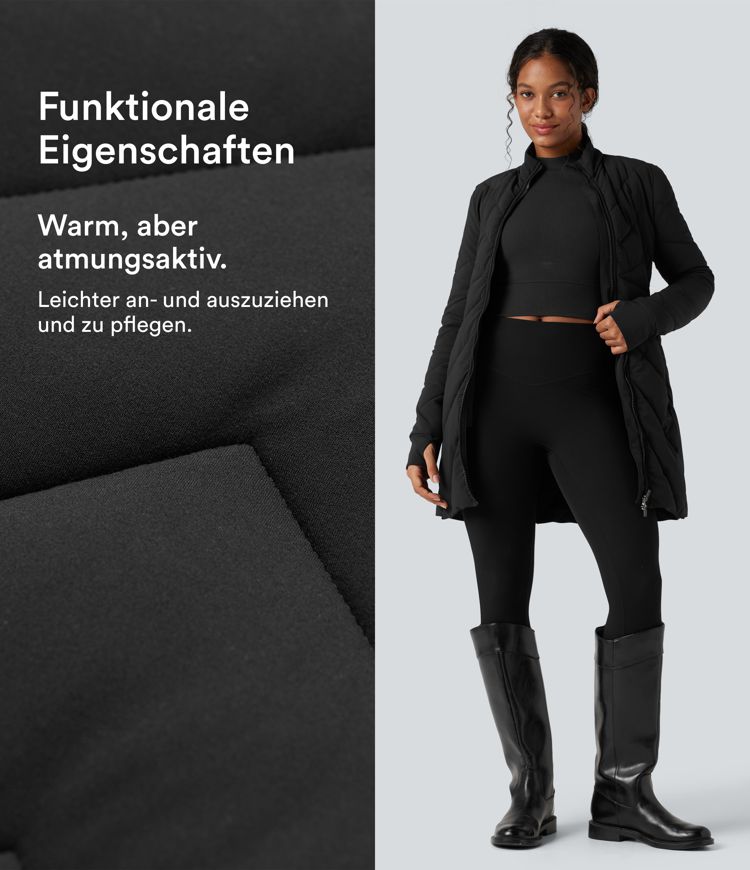 Lässige Steppjacke mit Stehkragen, Seitentaschen, Doppelreißverschluss, langen Ärmeln und Daumenlöchern