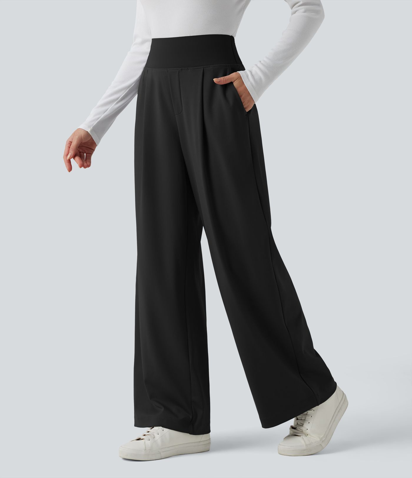 Halara Flex™ DayStretch High Waisted Tummy Control Straight Leg Work Trousers with Pockets