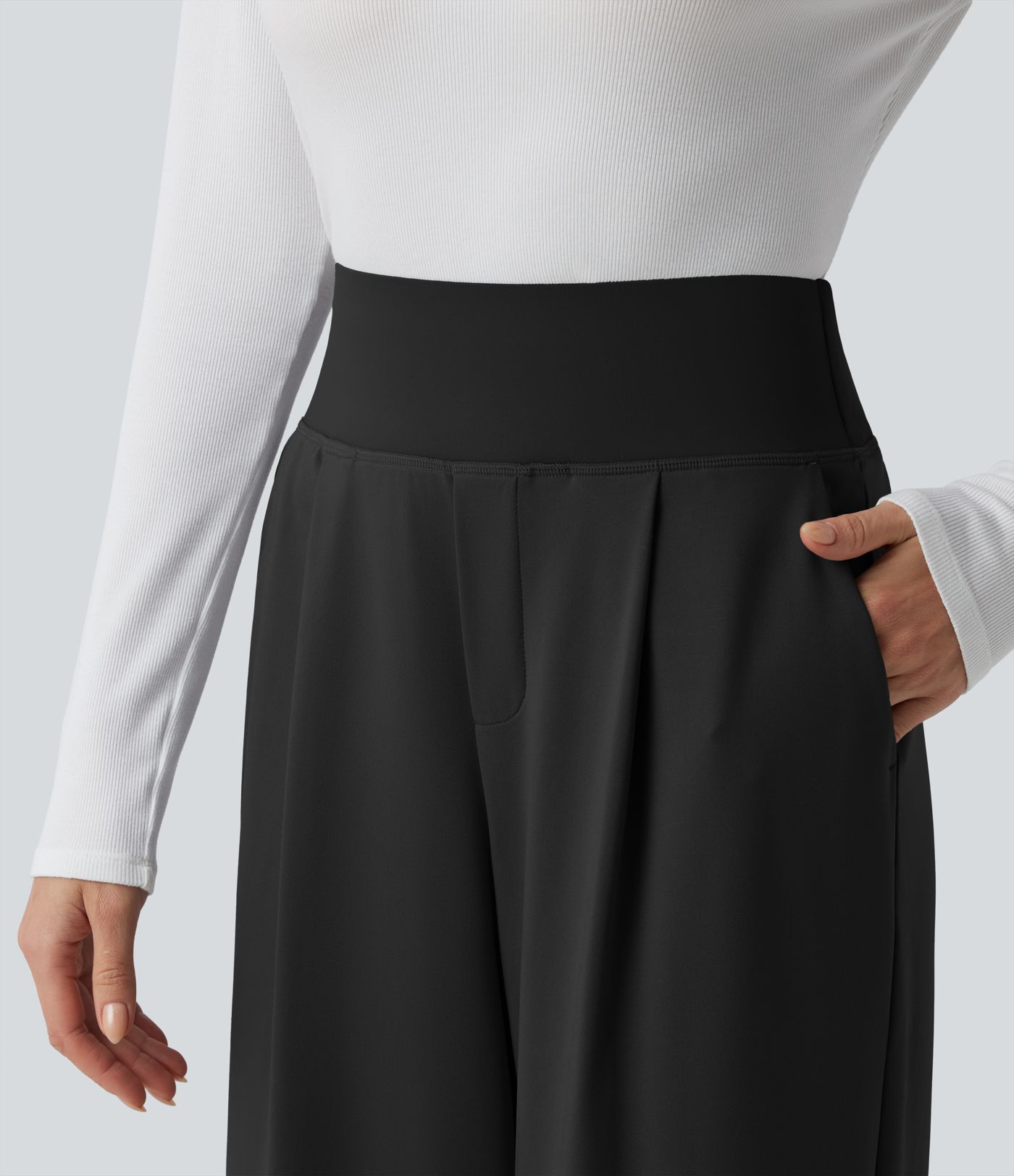 Halara Flex™ DayStretch High Waisted Tummy Control Straight Leg Work Trousers with Pockets