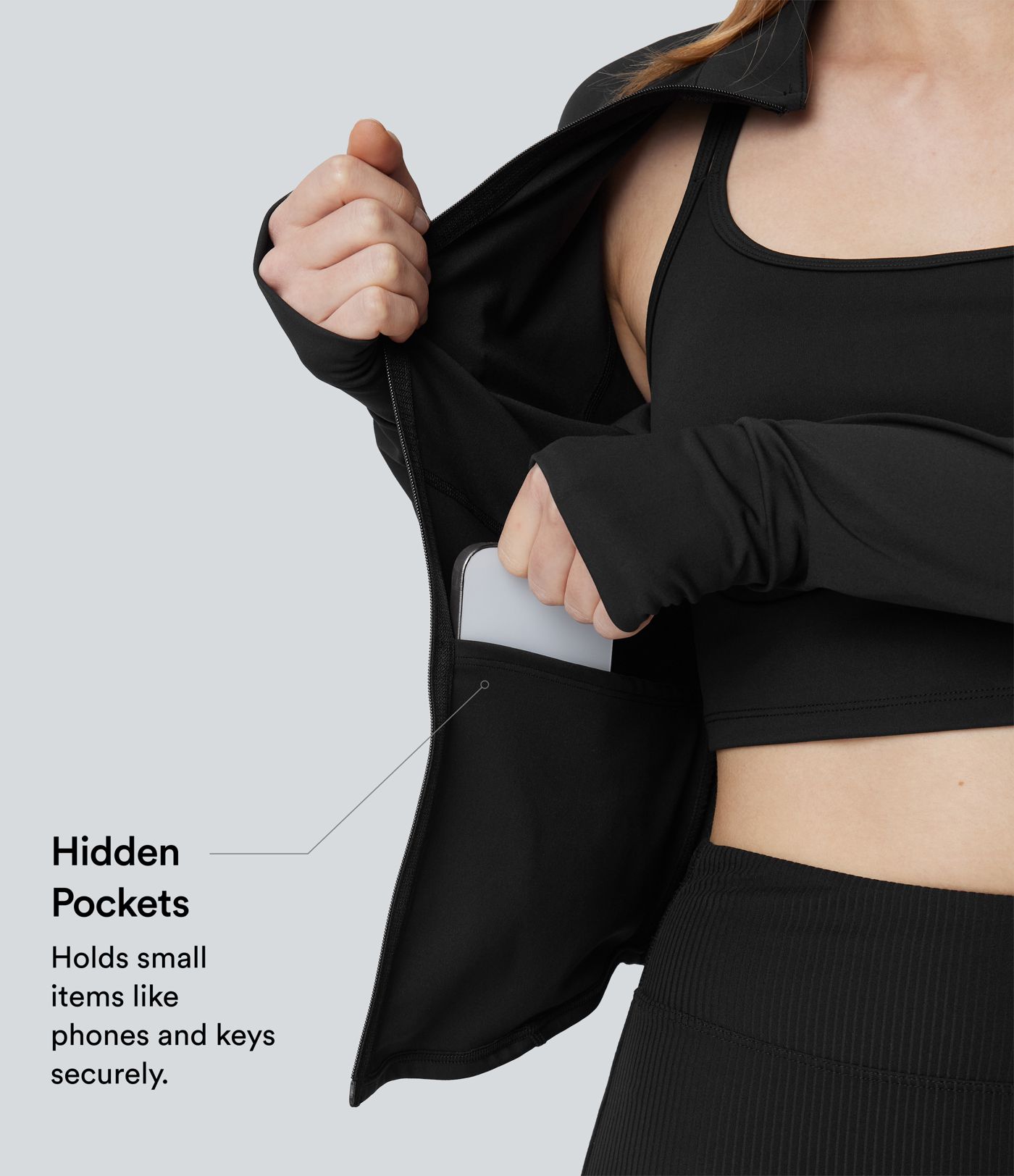 PuffFlex 3-in-1 Stand Collar Casual Cropped Puffer Coat & Thumb Holes Curved Hem Jacket with Pocket